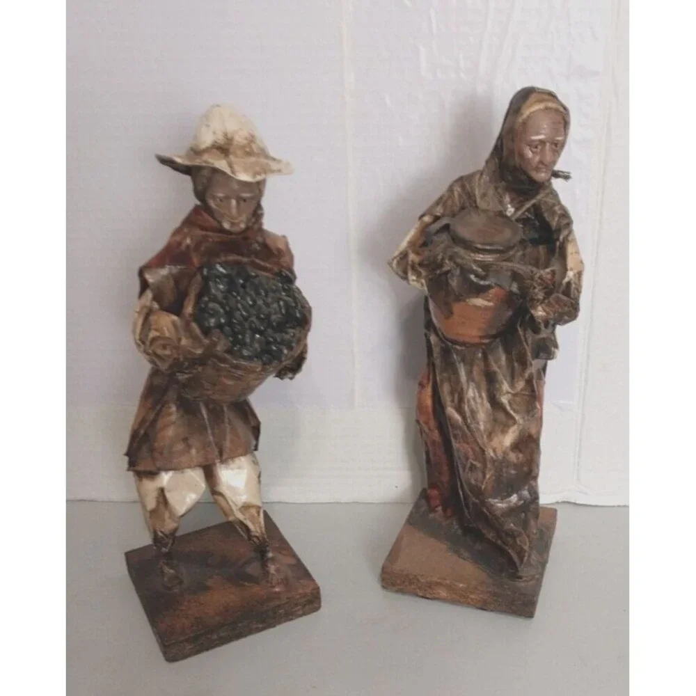VTG Mexican Folk Art Paper Mache Sculpture Figurines Village People